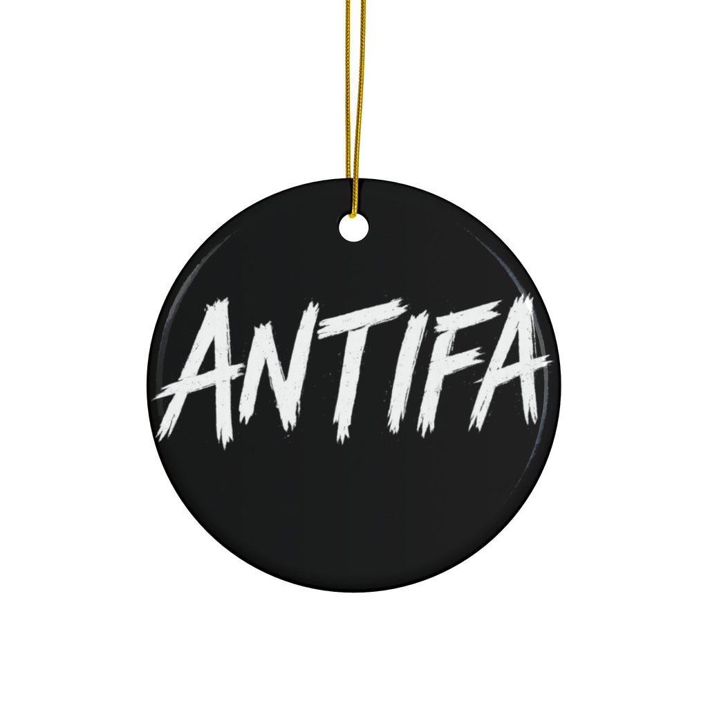 Antifa Ceramic Ornament — Double-Sided Political Holiday Decoration