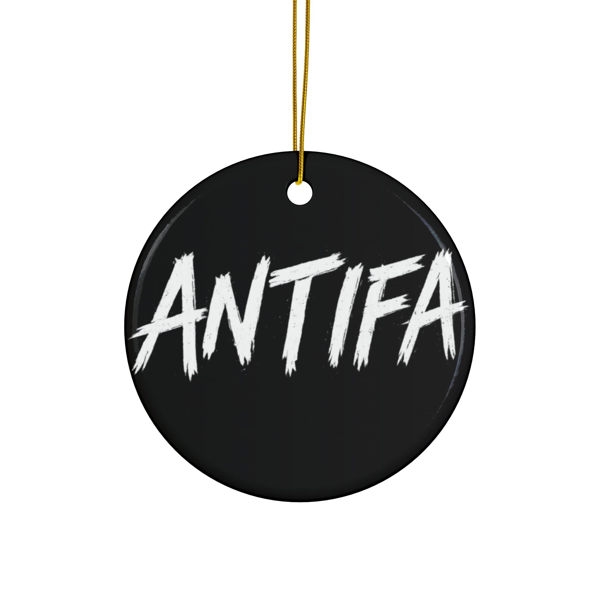 Antifa Ceramic Ornament — Double-Sided Political Holiday Decoration